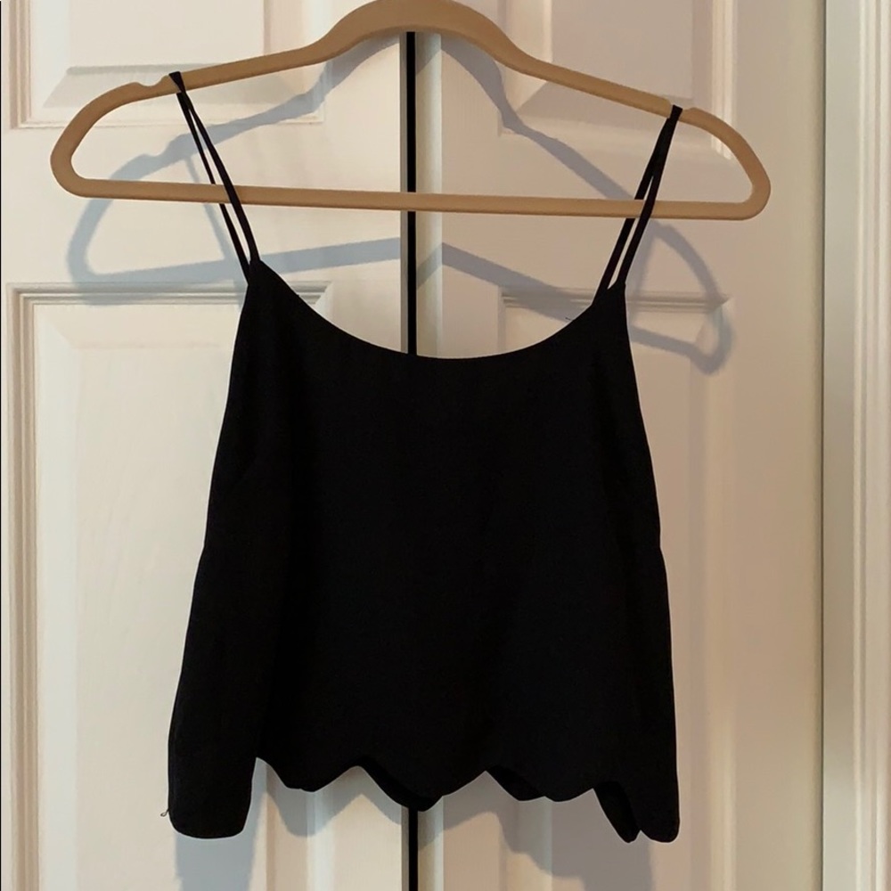 black scalloped tank